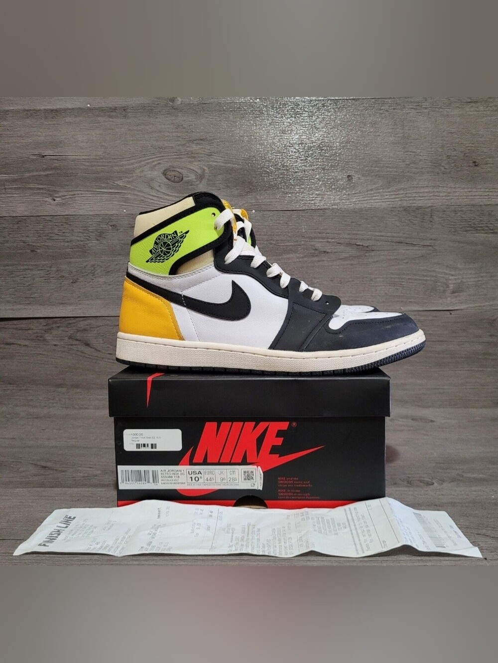 Jordan Retro 1 Volt Mens Size 10.5 Yellow Basketball Shoes